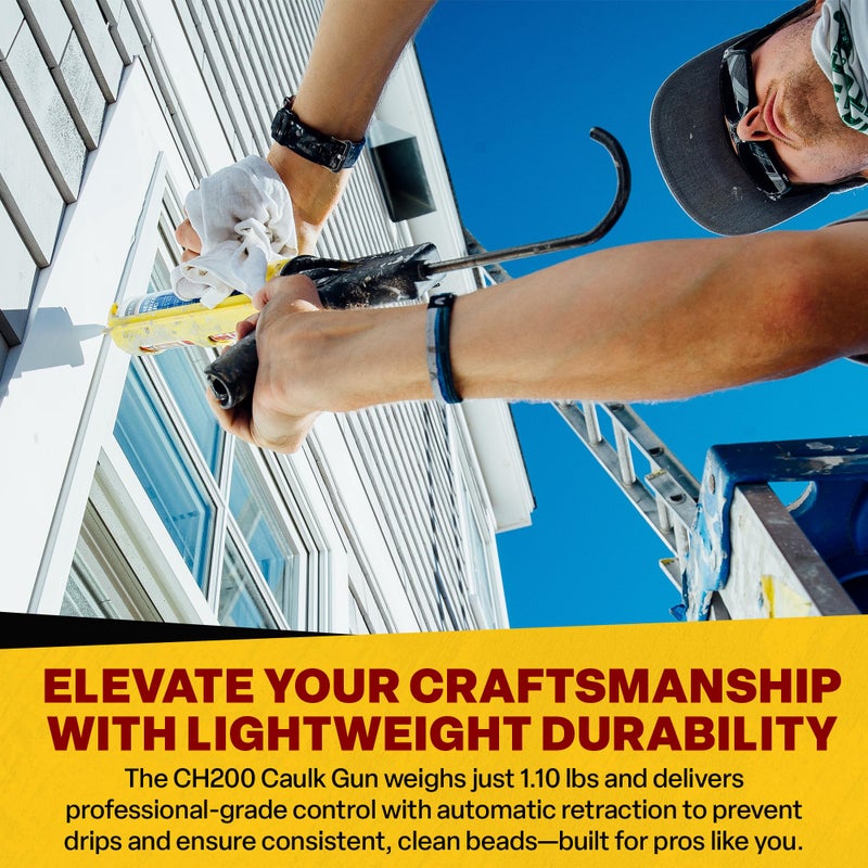 Dripless Brand CH200 Cradle Frame Hex Rod Caulk Gun | Dripless Metal Caulking Gun for 10oz Sealant and Adhesive Silicone Cartridges or Tubes | 10:1 Thrust Ratio | Contractor Grade - Image 4